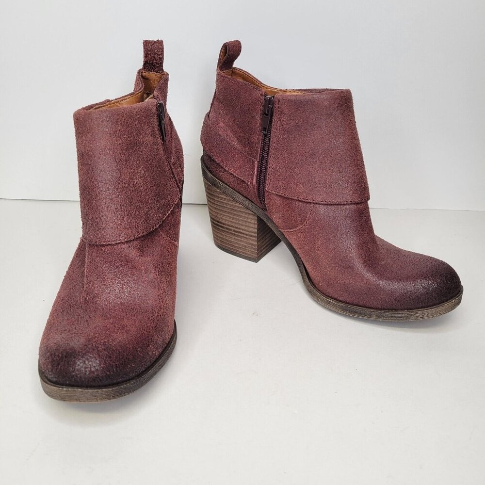 Lucky Brand Women's Size 8.5 Ankle Boots Red Suede Leather Oppus